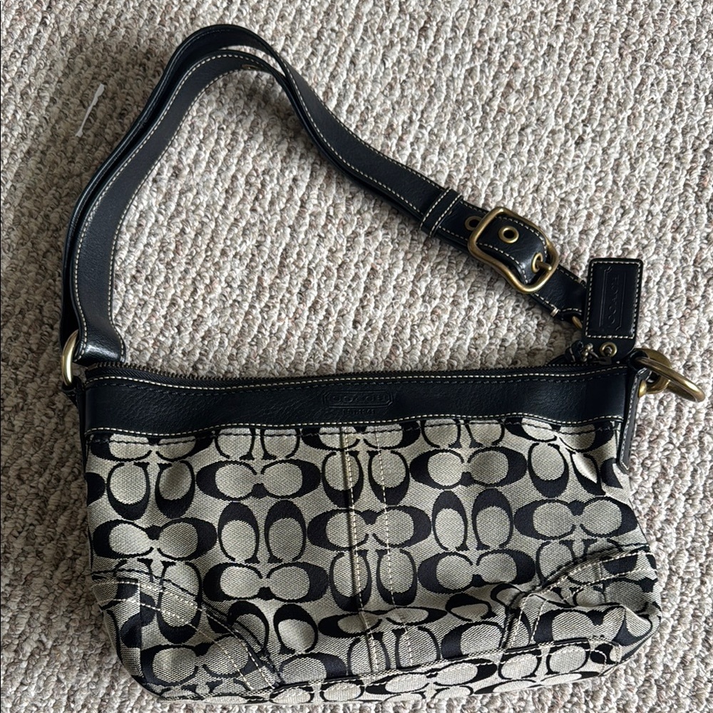 Coach Black and Tan Classic Shoulder Bag